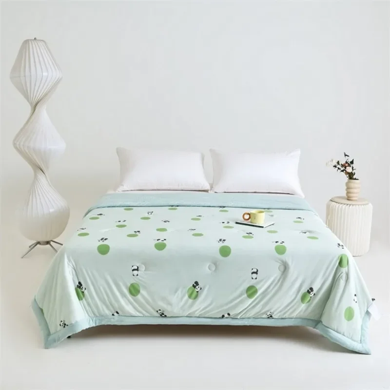 

2025 new ice soft silk cool feeling soothing Doudou summer cool quilt machine washable thin quilt cool feeling printed quilt