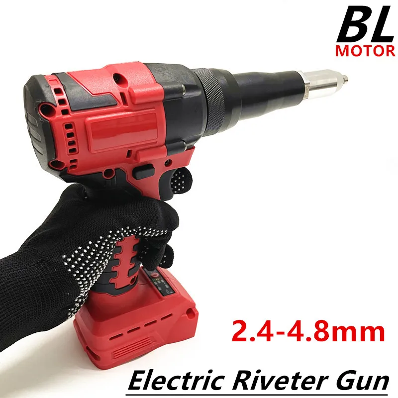 Electric Cordless Riveter Gun 2.4-4.8mm Brushless Rivet Nut Gun Woodworking Tool Riveting Tool Fit For Milwaukee 18V Battery