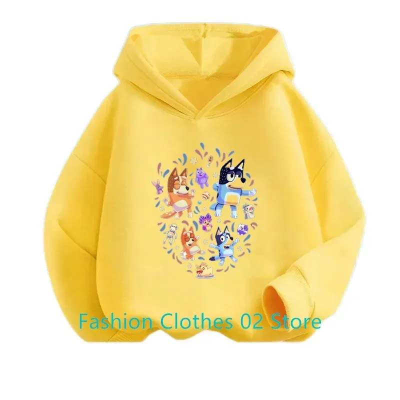 Bluey Anime Figure Kids Hoodies 2-13 Year Boys Girls Hoody Spring and Fall Fashion Thin Section Cute Cartoon Pattern Sweatshirts