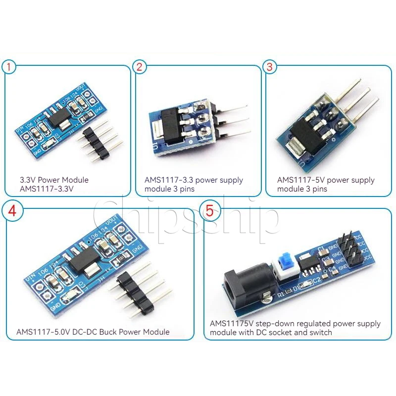 

3.3V 5V Power module AMS1117-3.3V 5V Step-down Voltage regulator module board 5v to 3v Power module