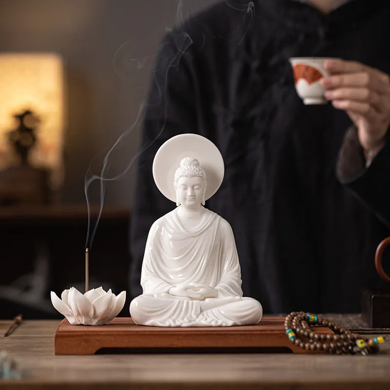 

CZ Ceramic Sakyamuni Buddha Ornament Zen Namu Master Sakyamuni Buddha Statue Home Living Room Decoration Tathagata Buddha