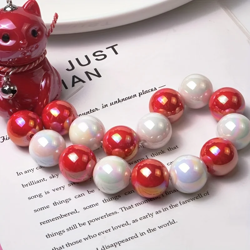 Red and White Color Scheme. AB Solid Color Acrylic Beads. DIY Decorative Beads, Spacer Beads, Phone Chains, Pendants.