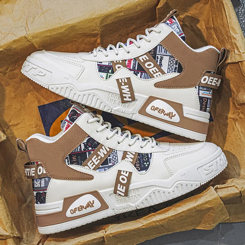 

New Men's Ankle Boots Platform Sneakers Fashion Skateboard Shoe Outdoor Casual Ankle Boots for Men Lace Up Vulcanize Shoes Tenis