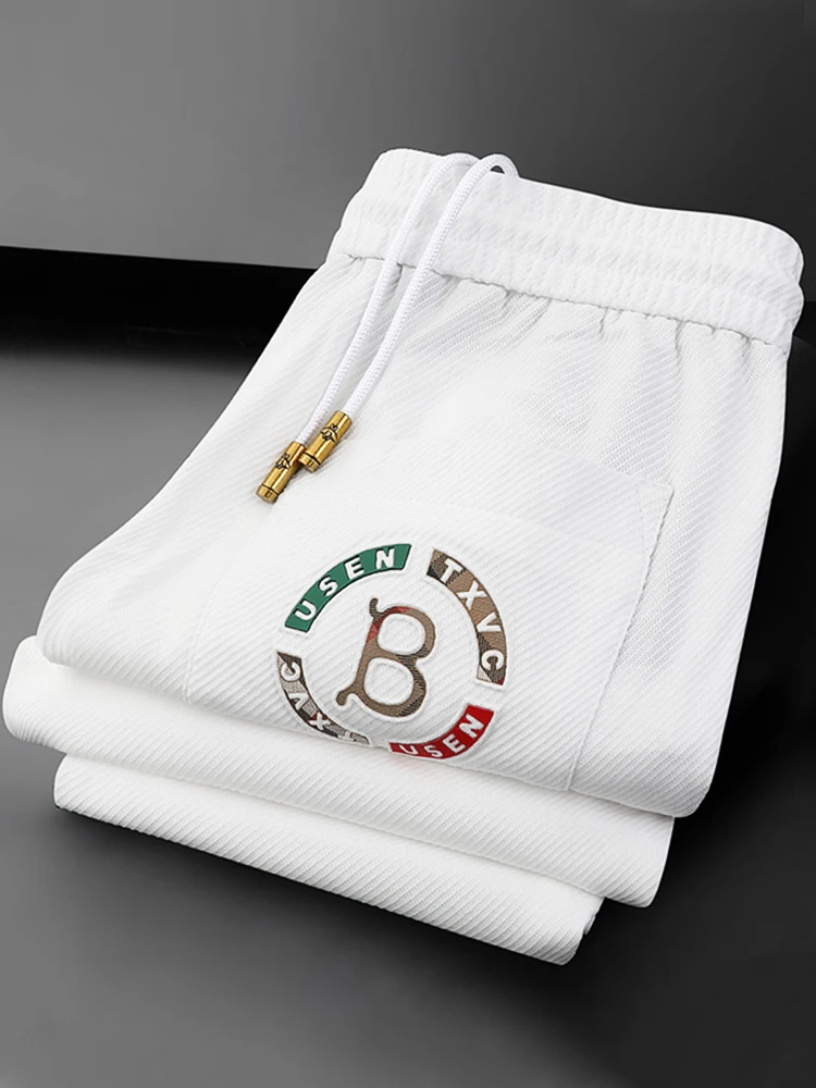 

Спортивные брюки для мужчин, модные, весенне-летние, тонкие, прямого кроя, с манжетами, универсальные повседневные брюки, деловой повседневный стиль