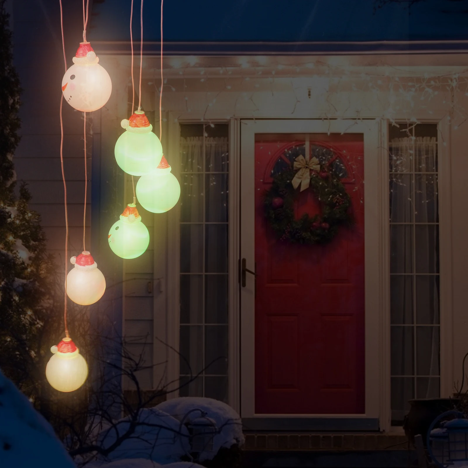 

3PCS Snowman LED String Lights Solar Powered Hanging Wind Chimes Decorative Christmas Yard Lamp Eco Friendly Energy Saving