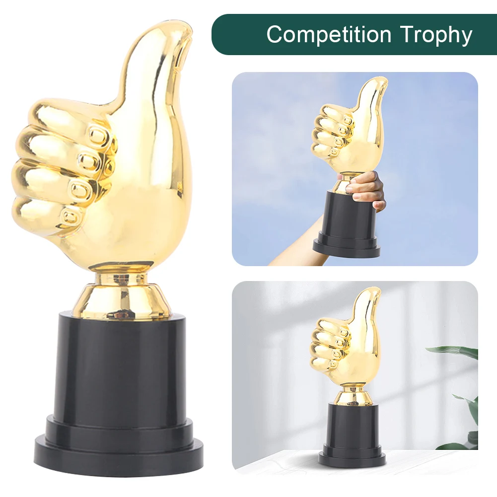 Thumbs Up Trophy Plastic Gold Trophies Encouragement Competition Winner Prize 5in High for Children Party Favors