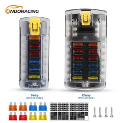 6/12 Circuit Car Boat Blade Fuse Box Block Holder LED Indicator 12V 32V Auto Marine Waterproof Power Distribution Panel Board