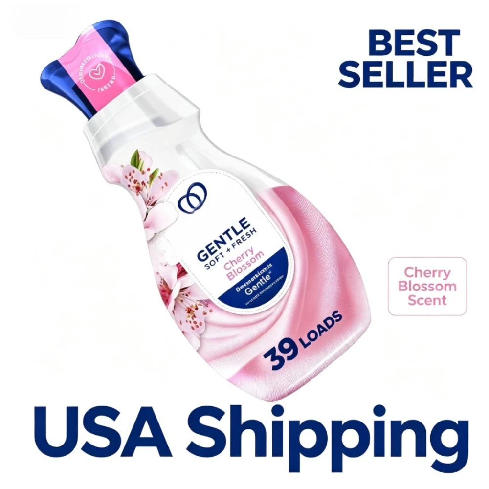 Gentle Soft and Fresh Liquid Fabric Softener, Cherry Blossom Scent, 26 Fl oz, 39 Loads