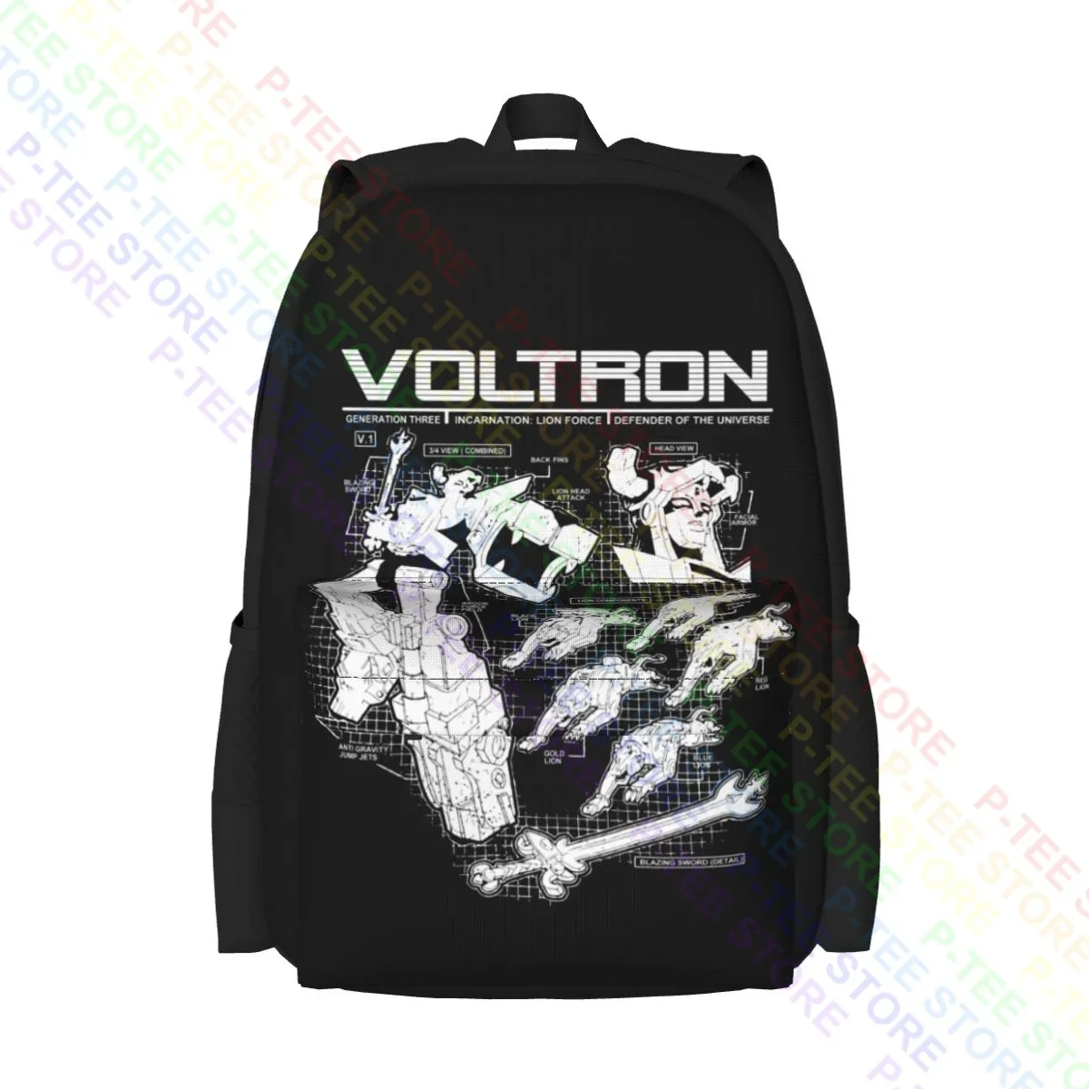 Voltron Schematics Generation Three Lion Force Large Capacity Backpack Cute Swimming Storage Bag Bags For Travel