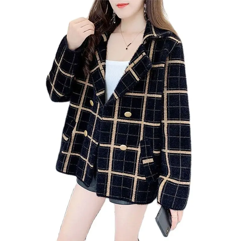 No Shedding Imitation Mink Fleece Blazer 2022 Autumn And Winte New Add Thick Double Sided Velvet Loose Leisure Woolen Tops