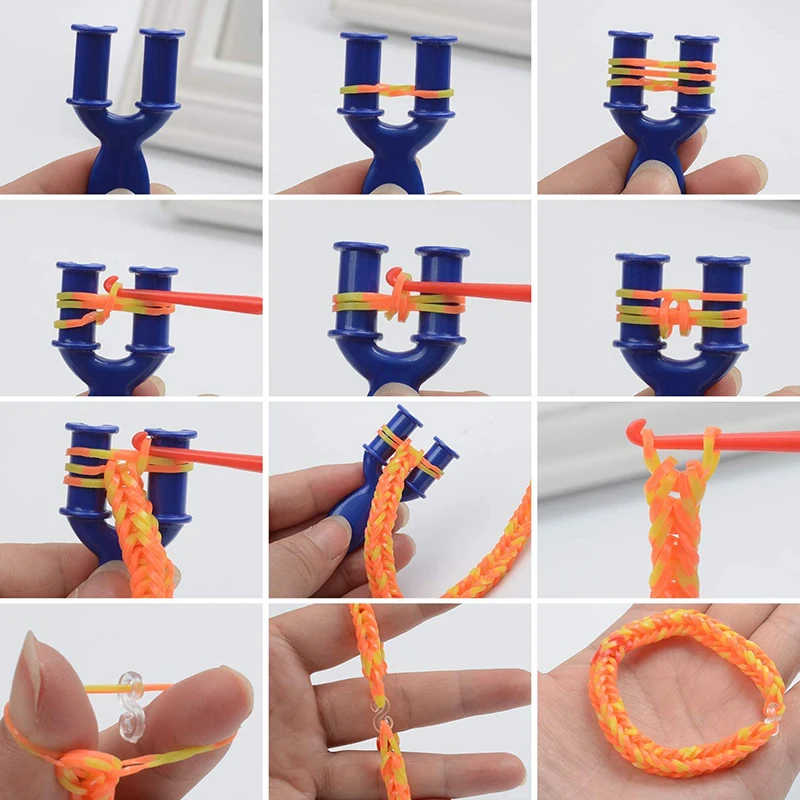 Buntes Loom Bands Set Bonbonfarben Armband-Bastelset DIY Gummiband Gewebtes Armband-Set Mädchen Bastelspielzeug Geschenke