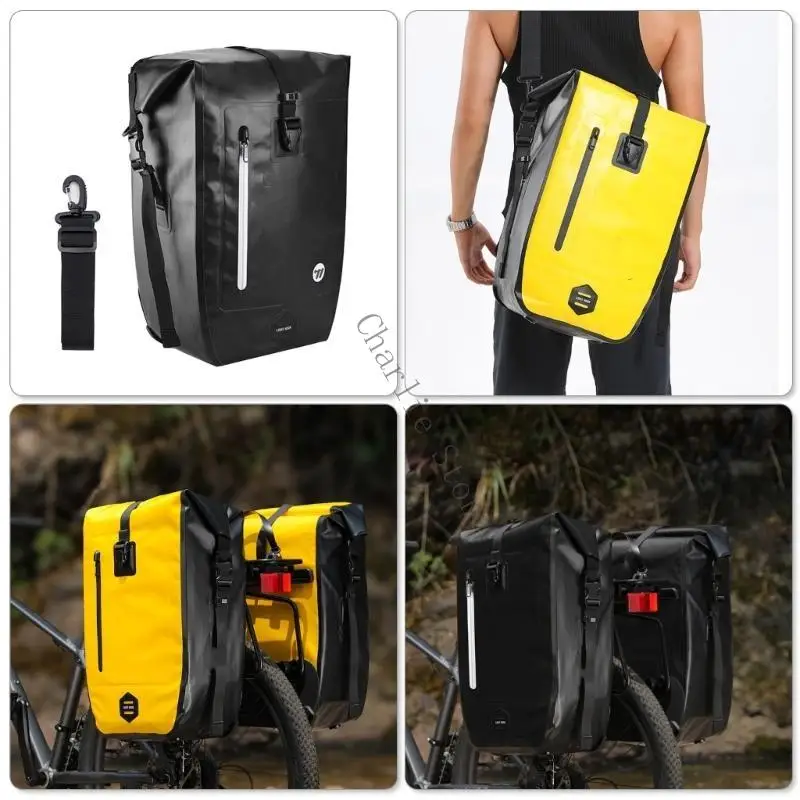 

Bicycles Commuting Bag Water Resistant Double Side Bicycles Saddles Bag With Shoulder Strap Road Bike Panniers Bag W91C