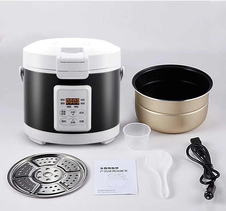 Función de preservación del calor de reserva de 3L 24V para automóviles y camiones Olla arrocera portátil para automóviles