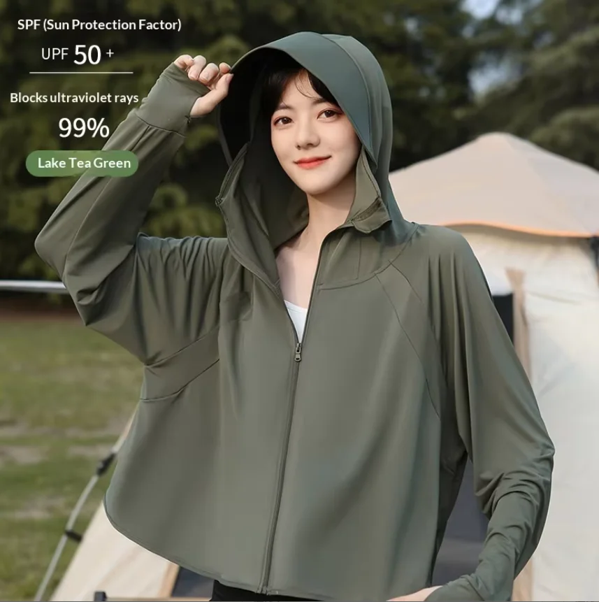 Sun-Protective Women's 2026 Summer Polyester Ice Silk UV-Proof UPF50+ Quick-drying Light Thin