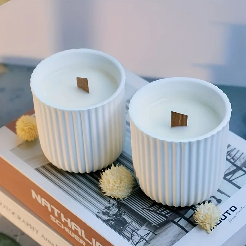 Striped Candle Cup Silicone Mold DIY Gypsum Concrete Jewelry Storage Jar Home Decoration Ornament Resin Mold Handicrafts Casting
