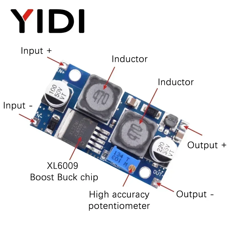 5pcs XL6009 Boost Buck Module, Adjustable DC-DC Step Up Down Voltage Converter Regulator 4-32V To 1.2-35V Auto Solar Wind Power