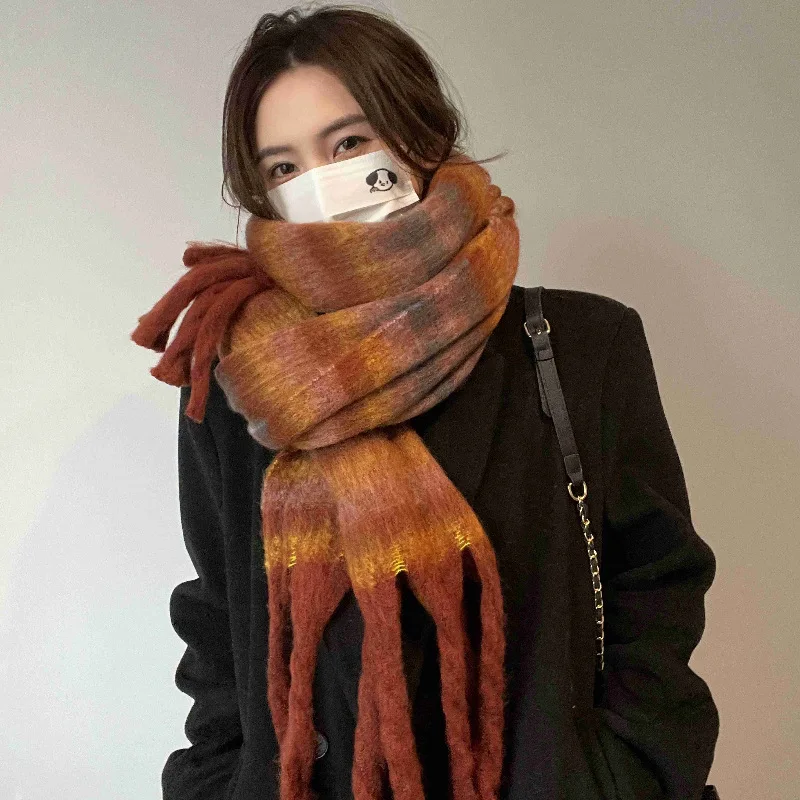

Новый женский осенне-зимний шарф премиум-класса, универсальный матовый толстый теплый студенческий парный шарф для шеи для мужчин ​