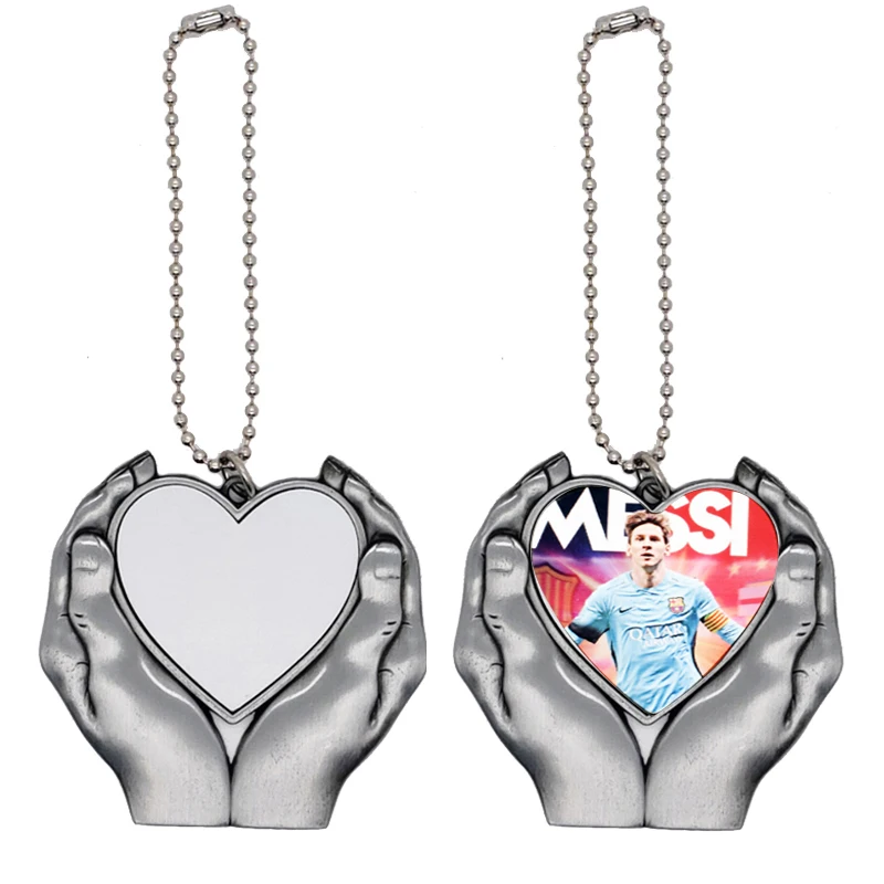 20pcs/Lot Creative Christmas Ornament Heart in Hands Sublimation Car Charm Pendants Blanks for Heat Press