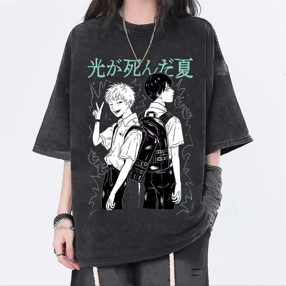 

Anime The Summer Hikaru Died Vintage Wasehd T-shirt Men Women Clothing Cartoon Manga T Shirts Unisex Casual Oversized Streetwear