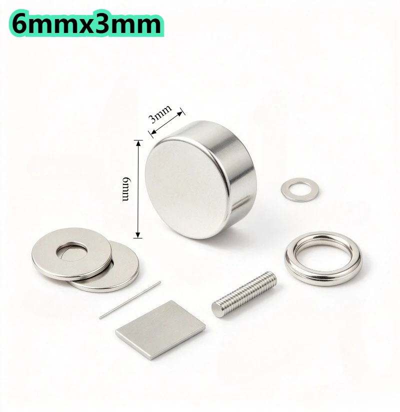 6x3mm N35 Round Disc Neodymium Magnet Bulk, Small NdFeB Magnets for Home Refrigerators Offices DIY Projects 6*3mm