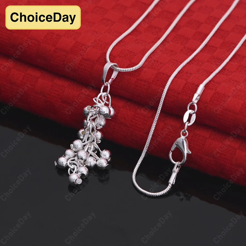

ChoiceDay 925 Sterling Silver Delicate Frosted Beaded Pendant Necklace for Women Wedding Gift Accessories Party Jewelry