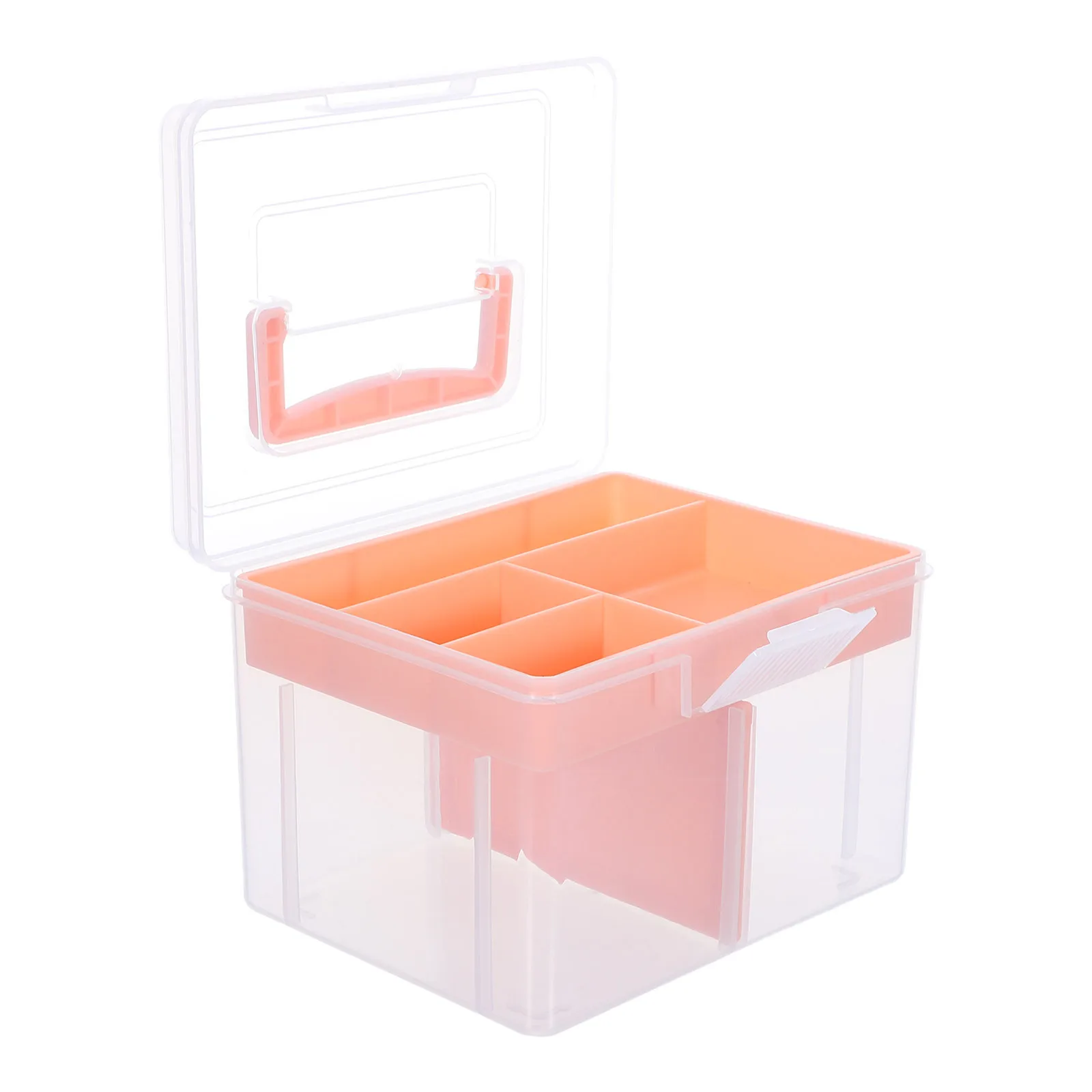 Plastic Storage Box Removable Tray Double Layer Transparent Lid For Hair Ties Barrettes Art Crafts Cosmetics Organizer