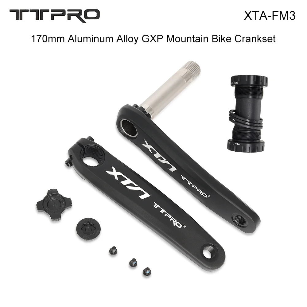 TTPRO MTB Bike Crank Arm 170mm Aluminum Alloy Cranks with BB Ultralight Mountain Bicycle Crank Set for GXP SRAM SHIMANO FM3