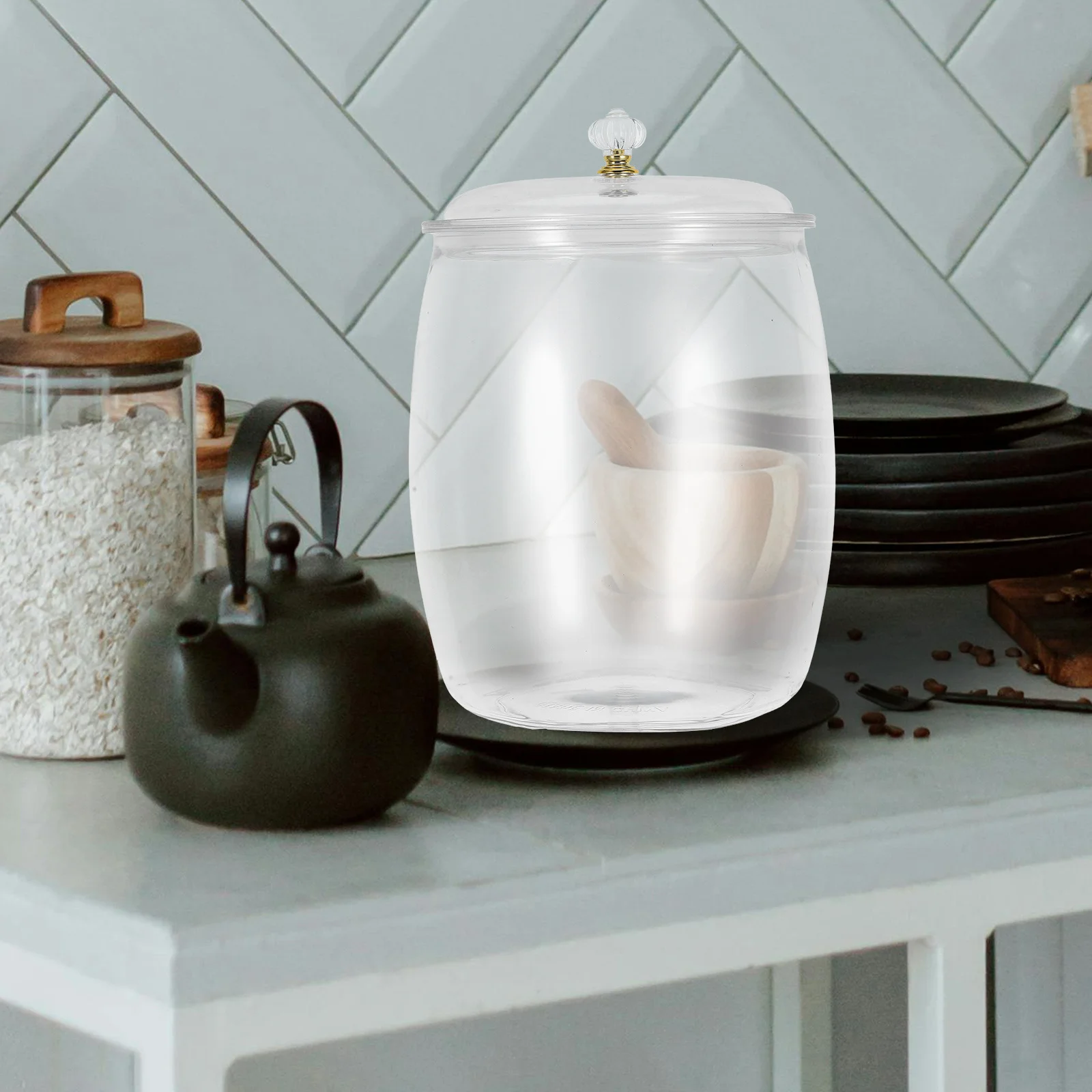 

Airtight Plastic Canister Large Capacity Clear Design Food Storage Jar Kitchen Canisters Dried Fruit Grain Tank