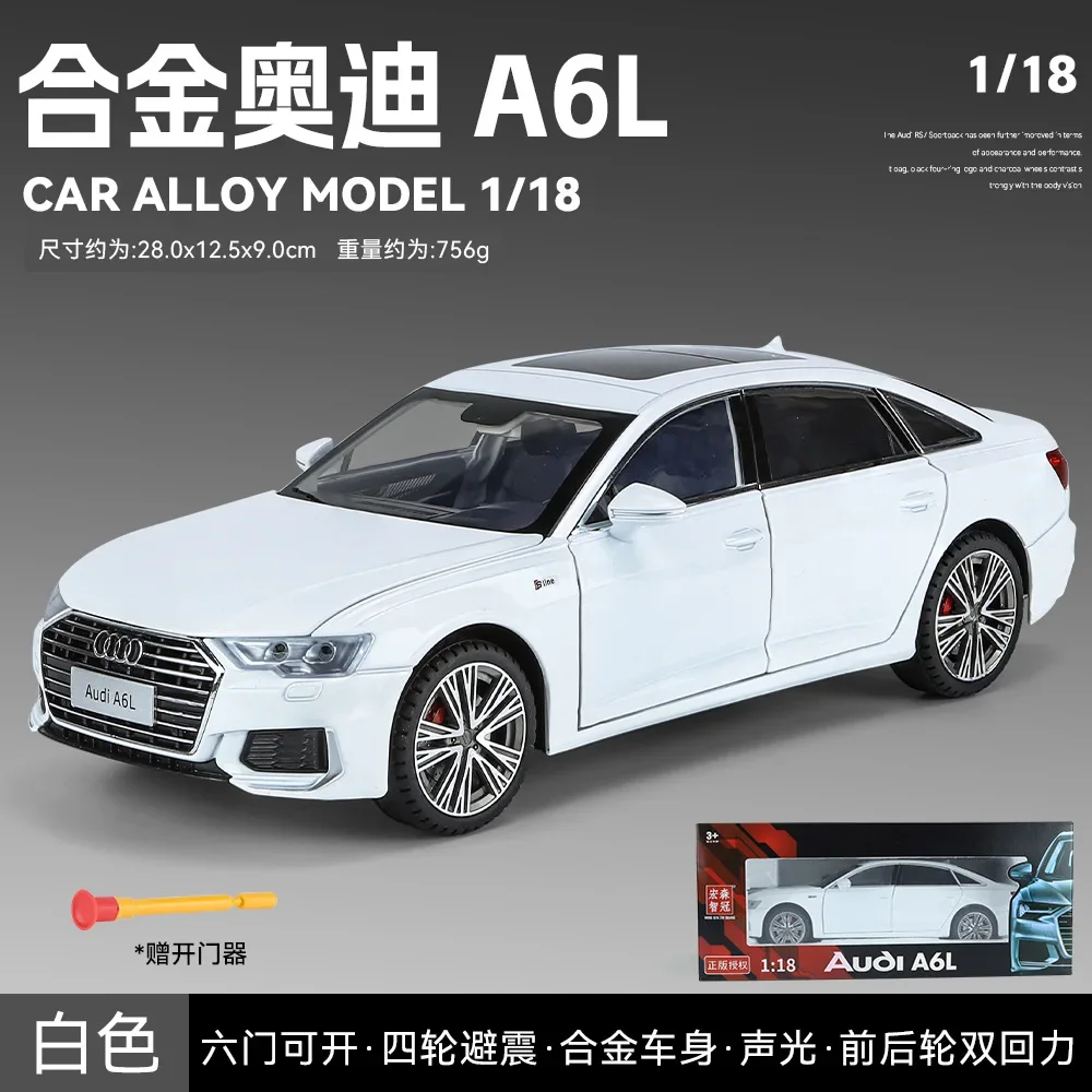 1:18 Audi A6L Alloy Car Model Simulation Simulator Metal Diecast Vehicle Toy Sound Light Collectior Children Gift Pull back G31