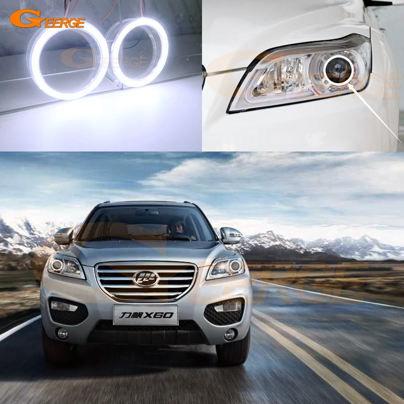 For Lifan X60 2011 2012 2013 2014 2015 Excellent Ultra Bright COB Led Angel Eyes Kit Halo Rings Car Accessories