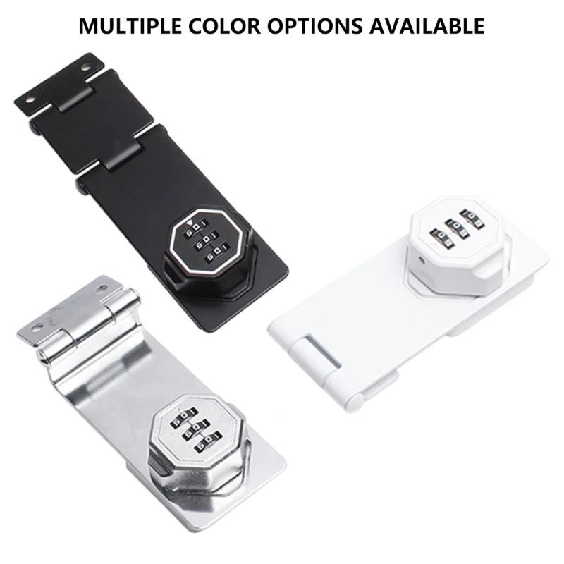 Cabinet 3-Digit Combination Lock Door Security Slide Lock Lockable Hasp Lock for Cabinets Barn Door Closet Box