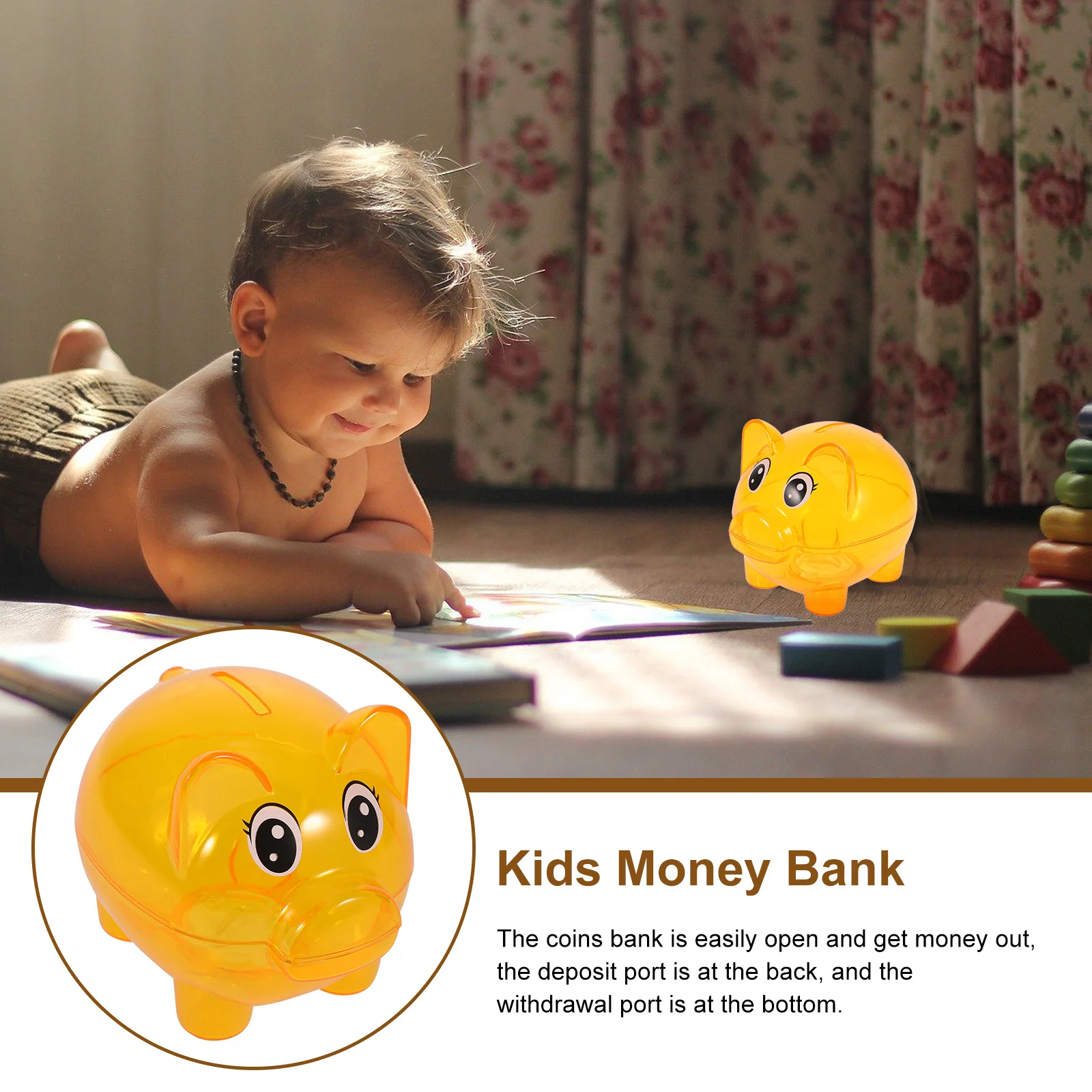 2 قطعة حصالة شفافة على شكل حيوان شفاف للأطفال، جرة توفير على شكل خنزير، هدية عيد ميلاد مثالية للأطفال، صندوق أموال للفتيات