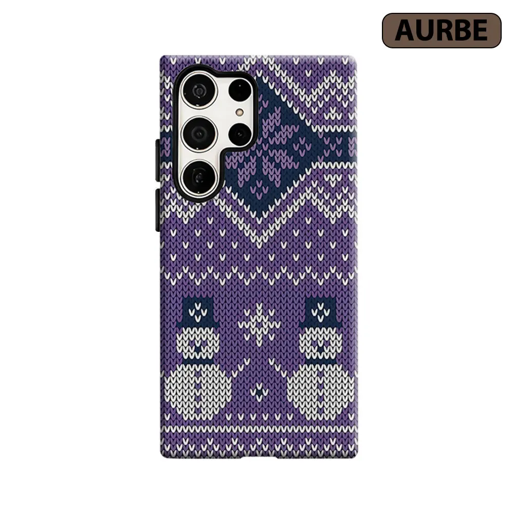 Knitted Winter Texture Phone Case For Samsung Galaxy S26 S25 S24 S23 Ultra Plus HD Hard Double Layer Film Cover