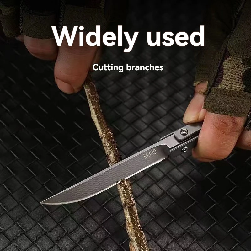 Mini M390 blade stainless steel handle knife outdoor EDC portable unboxing self-defense new rotatable small knife