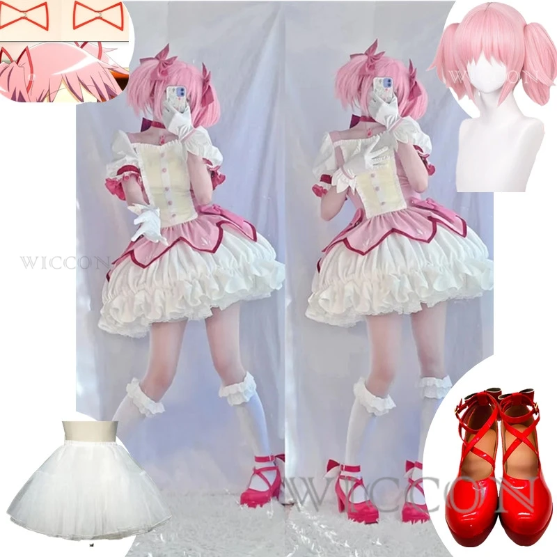 Unisex Anime Cos Puella Magi Madoka Magica Kaname Madoka kostiumy Cosplay Halloween świąteczne zestawy imprezowe jednolite garnitury