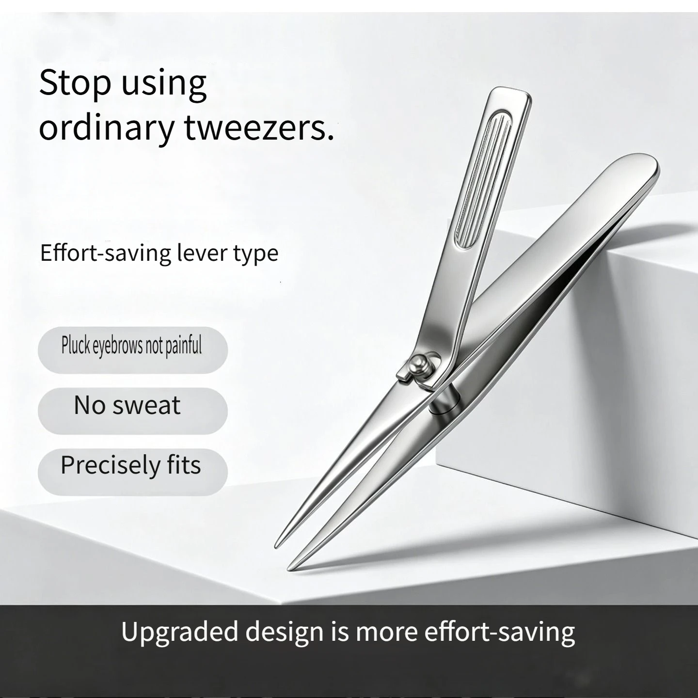 2026 New Thickened Steel Eyebrow Forceps, Anti-Skid Handle + Rivet Lever,Super Labor-Saving,Pointed/Wide Mouth Optional,Desk Use
