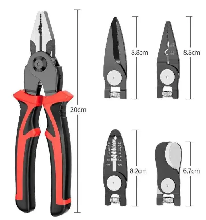 5 IN 1 Wire Pliers Sharp Large Opening Diagonal Pliers Needle Nose Pliers for Cutting Twisting and Clamping MetalWires