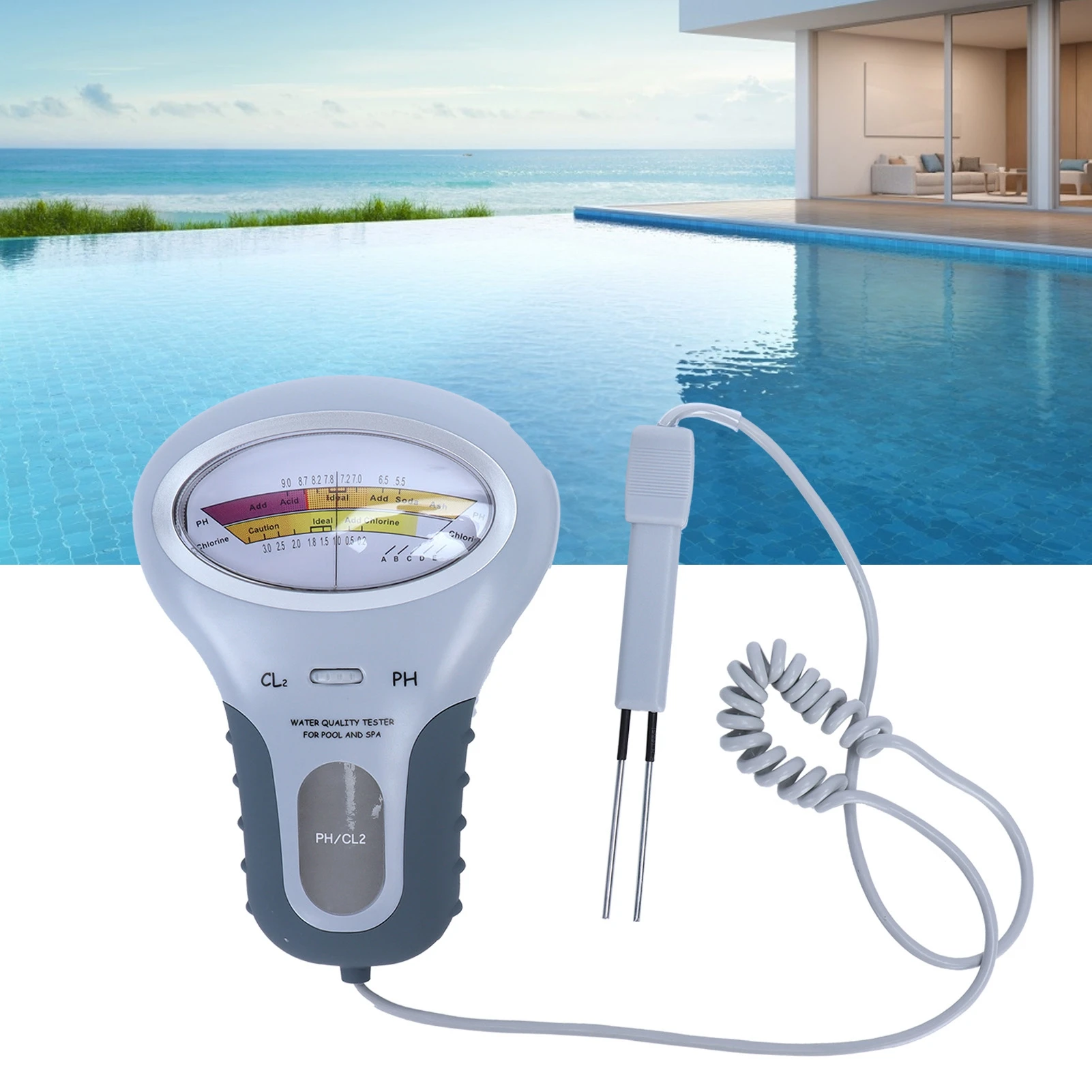 CL2 Tester Portable 2 in 1 Water Quality  and Chlorine Level CL2 Tester Meter for Swimming Pool Spa Water Quality Detector