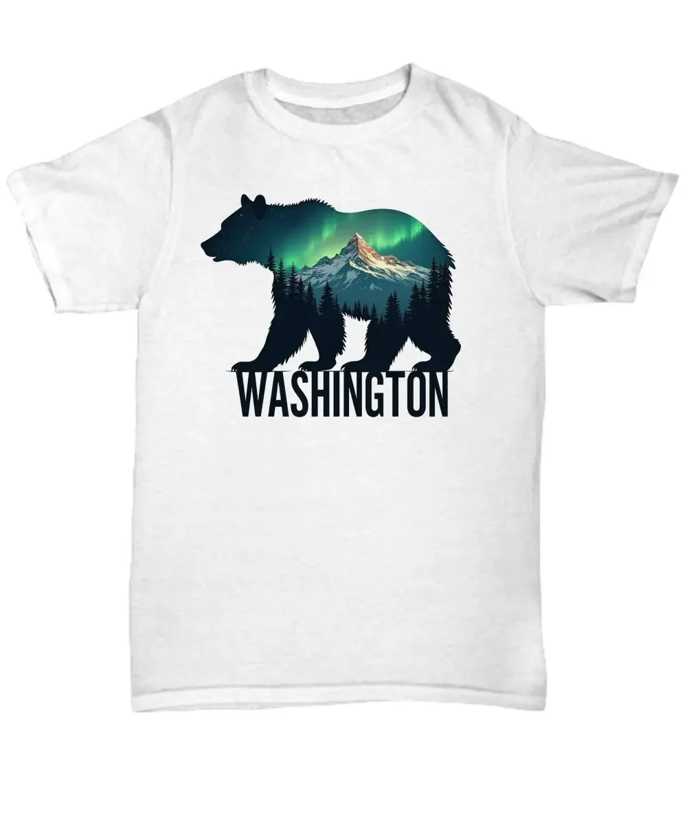 Cute Washington State Bear and Mountain T Shirt gift for washingtonian pacific northwest pnw tee seattle idea