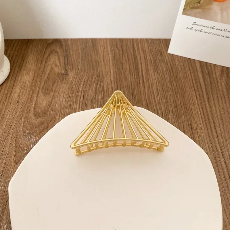 Minar Multiple Gold Color Metal Geometric Hair Clips for Women Large Hollow Star Shell Hair Claws Minimalist Hair Accessories