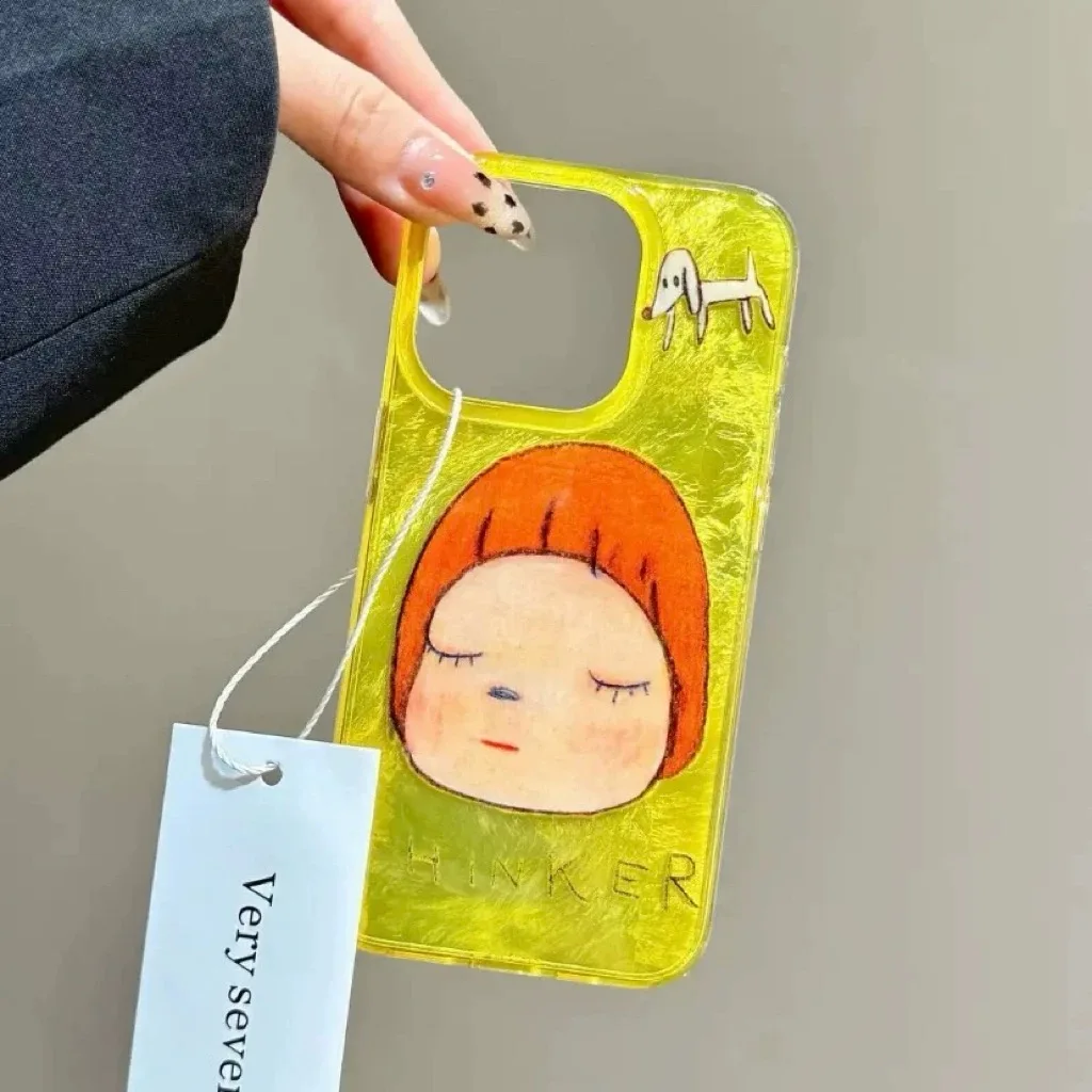 Advanced Red Background Sitting Girl Illustration Suitable For Apple 16promax New 14pro Phone Case