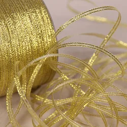 25Yards 6mm Silver Gold Glitter Silk Satin Ribbon Party Home Wedding Decoration Gift Wrapping Christmas Halloween DIY Material