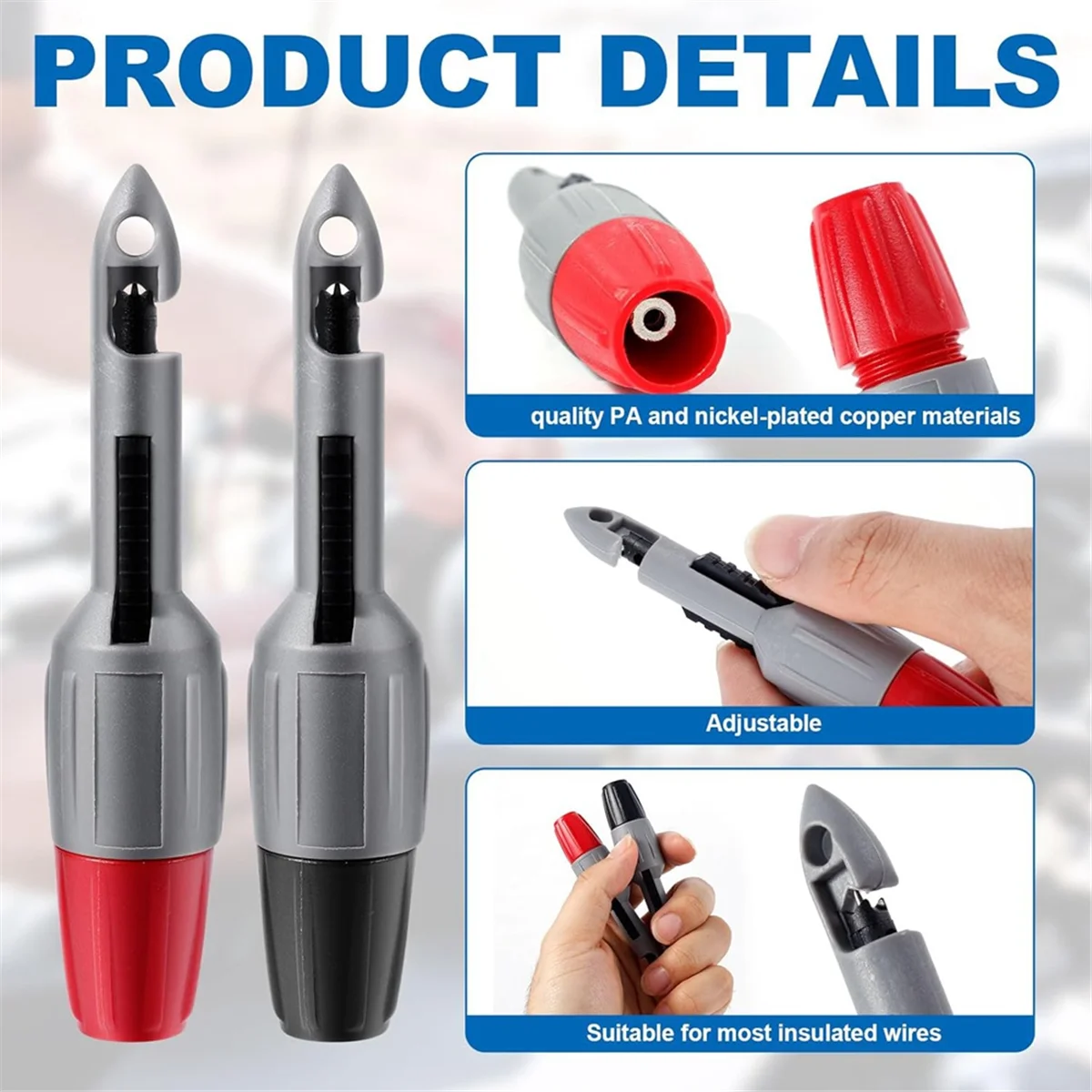 SEMOIC 4 Buah Kit Probe Tindik Kawat, Alat Probe Uji Klip Tindik Kawat Tusukan Isolasi 0,08 Inci dan 0,16 Inci