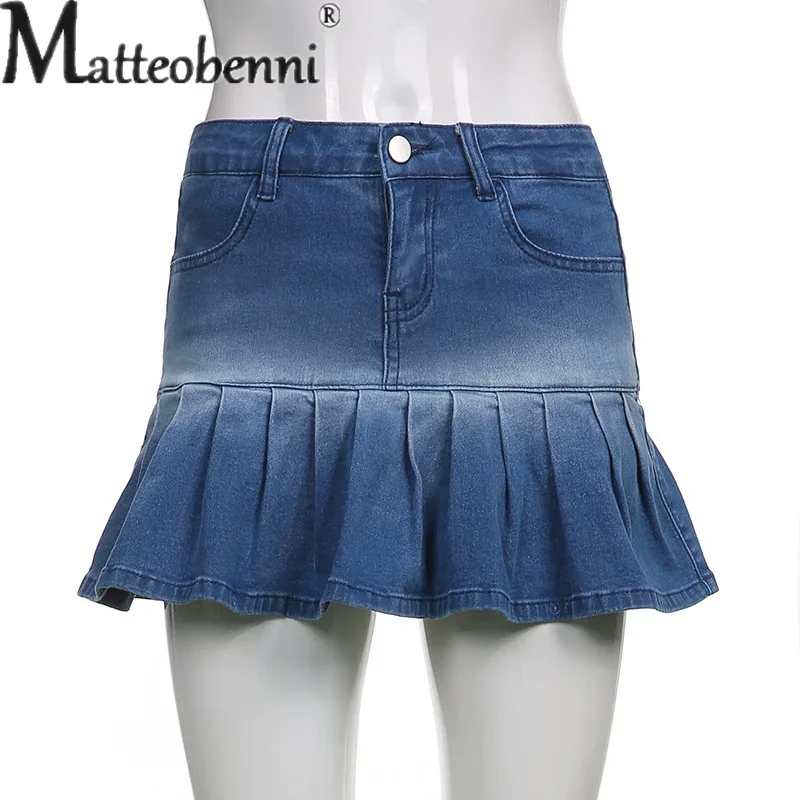 2024 Nieuwe Sexy A-lijn Super Korte Denim Rok Vrouwelijke Zomer Avond Party Dansvoorstelling Dameskleding Cheerleading Uniform