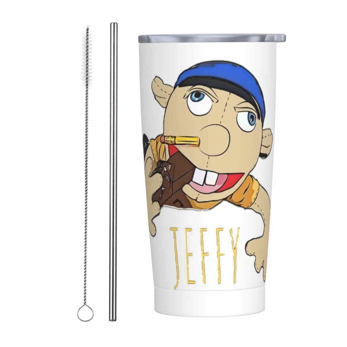 Jeffy The Puppet Hot Selling! Stainless Steel Tumbler Vacuum Insulated Mug Thermal Cold Cups Straws With Lid 20oz