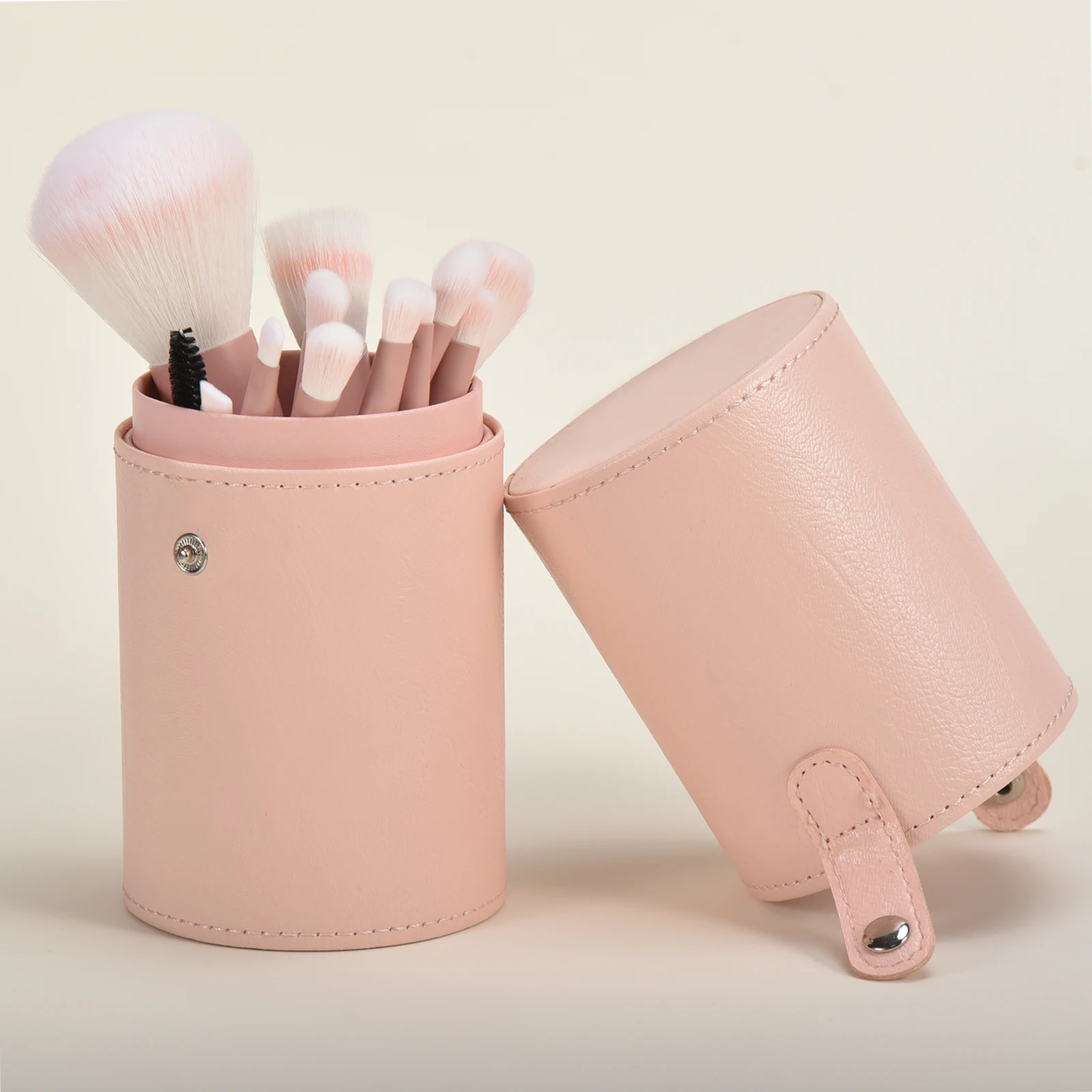 12 wooden handle makeup brush Large powder brush Dot Color brush eyeshadow concealer Eyebrow brush Makeup brush storage bucket