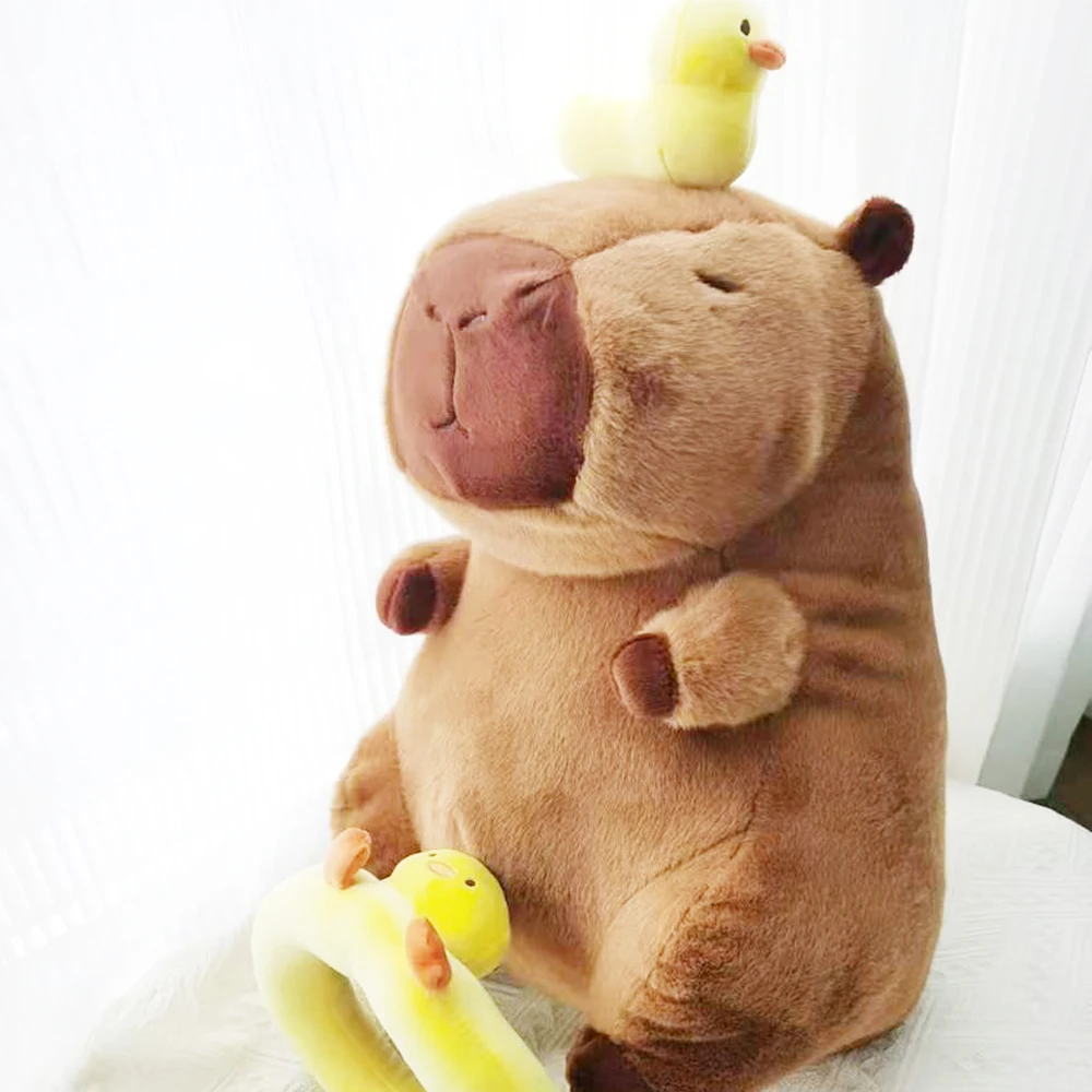 60cm Large Capybara Plush Toy Cute Capibara with Duck Swim Ring Kawaii Stuffed Animal Soft Toy Birthday Xmas Gift