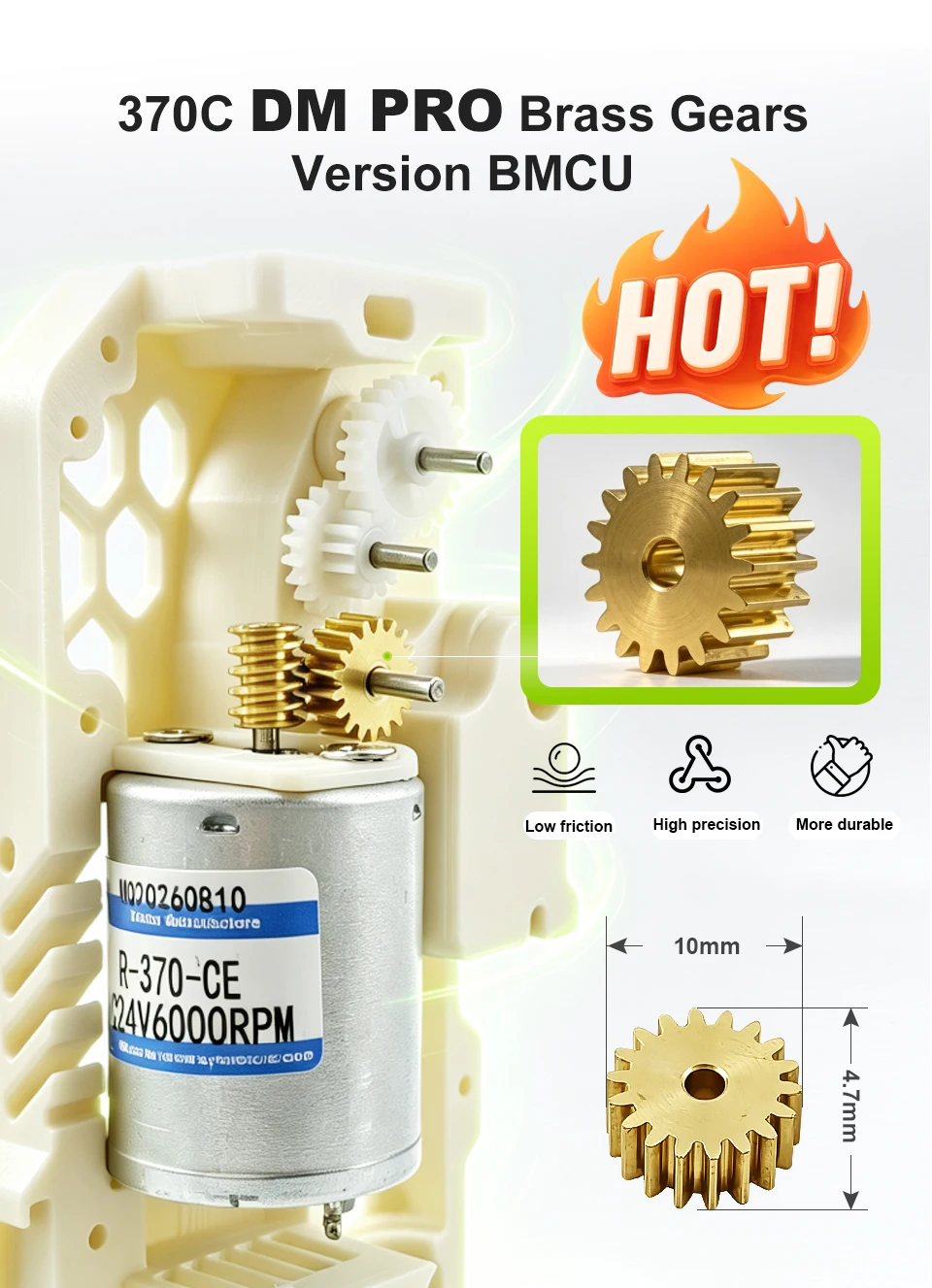 Tree Tribe AMS BMCU 370C DM PRO Messinggetriebe, hohe Drehmomentleistung, mehrfarbiger Druck, kompatible Teile für den A1 Mini MMU 3D-Drucker. – Detail 5