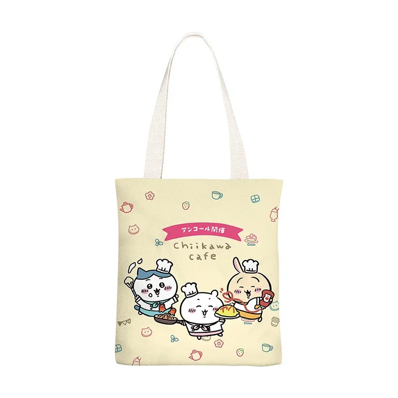 2024 New Kawaii Handbag Japanese ちいかわ Canvas Bag ハチワレ Anime Large Capacity Shoulder Bags Fashionable Handbag for Girls