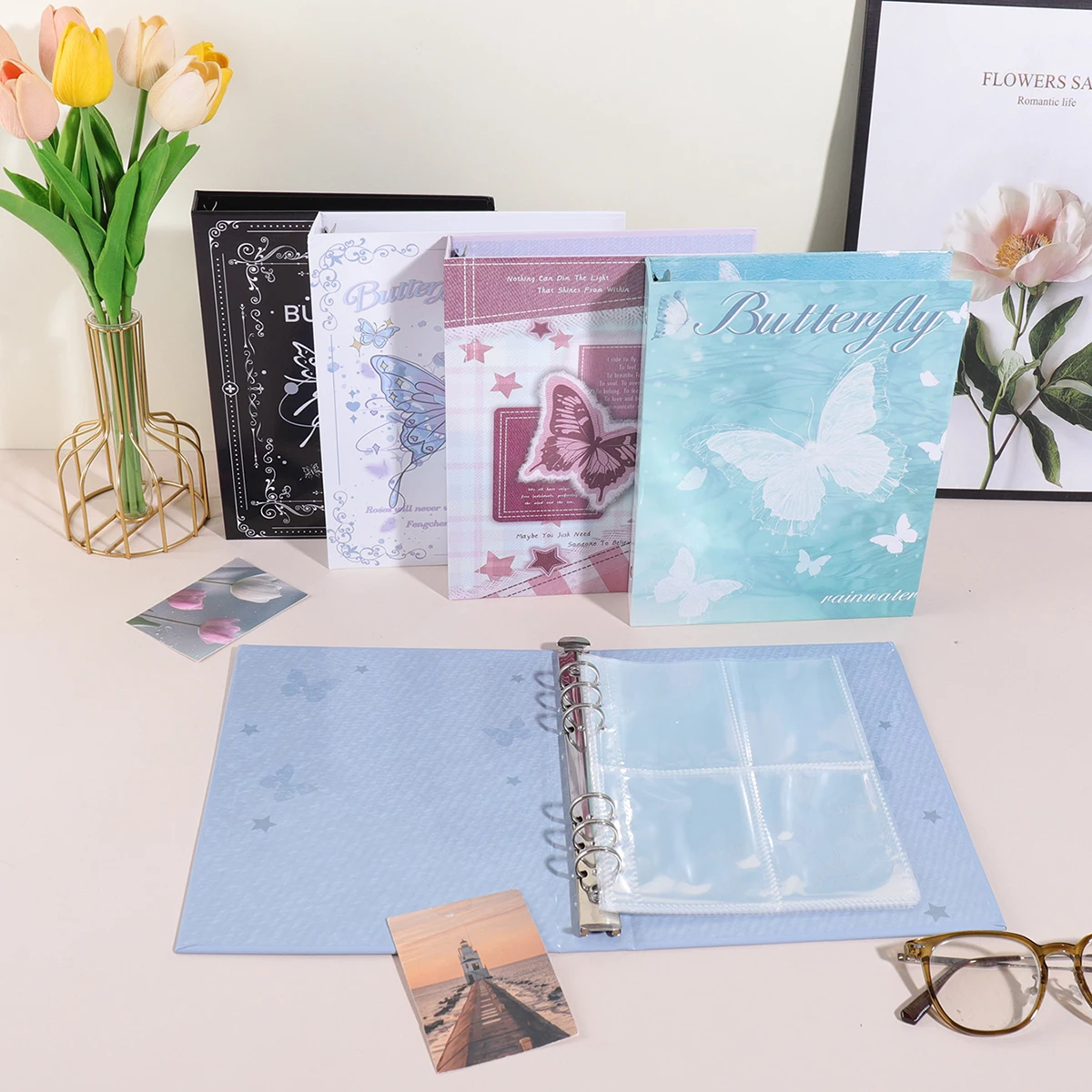 1 pc photo album loose-leaf sleeve, spiral-bound, beautifully portable and decorative, suitable for collecting photos and cards